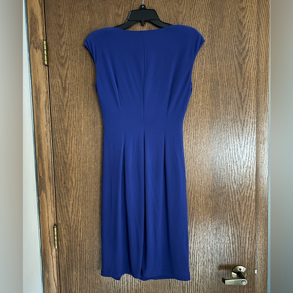 Chaps Blue Ruched Dress, Medium - Picture 2 of 2